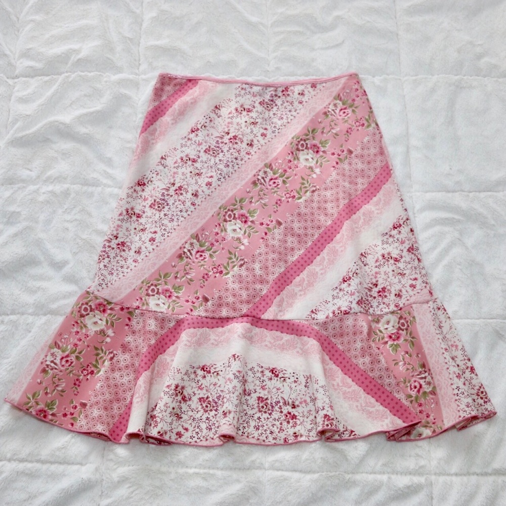 Exact Change pink floral skirt